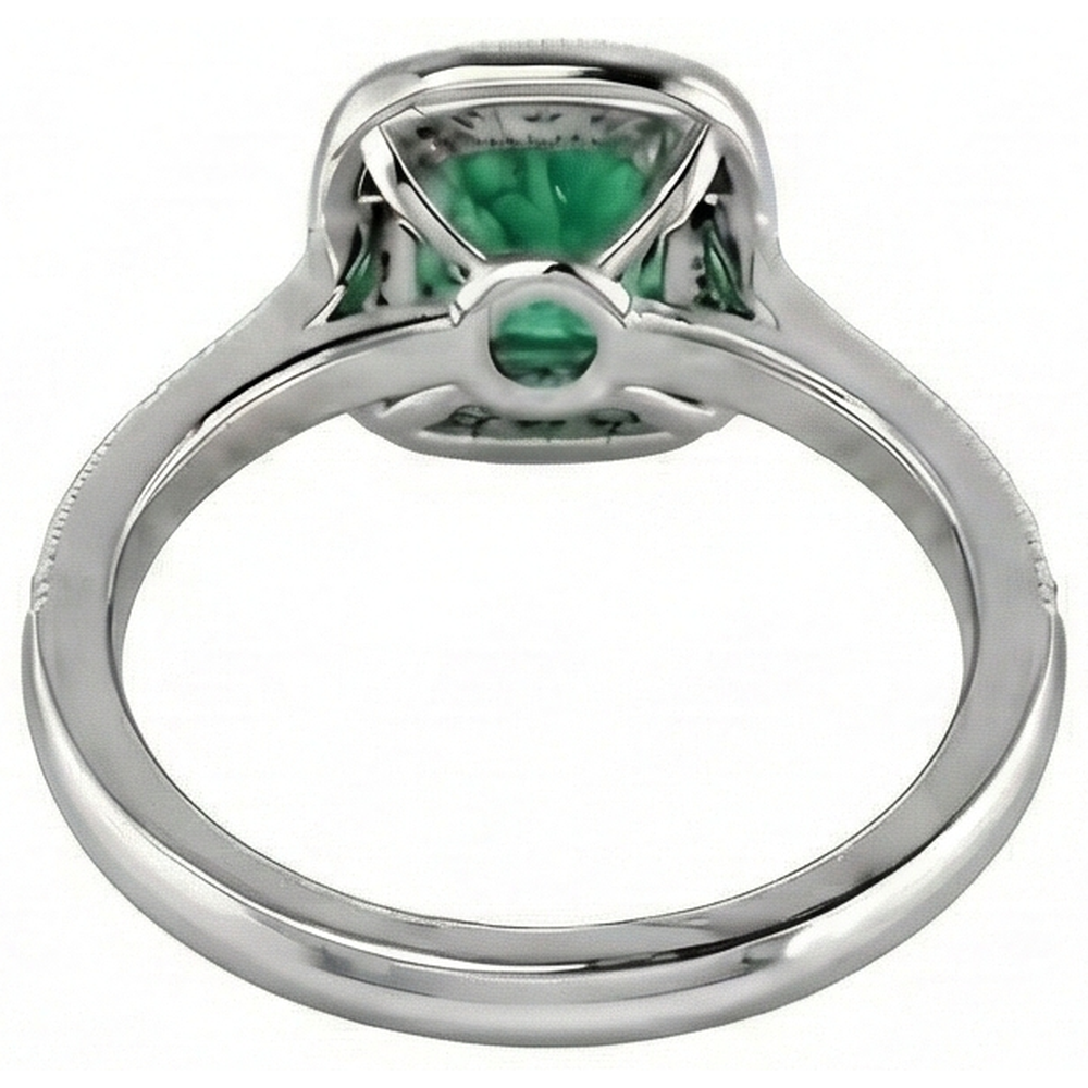 3 Carats Green Emerald With Natural Earth Mined Diamonds Wedding Ring Gold White 14K