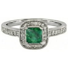 3 Carats Green Emerald With Natural Earth Mined Diamonds Wedding Ring Gold White 14K