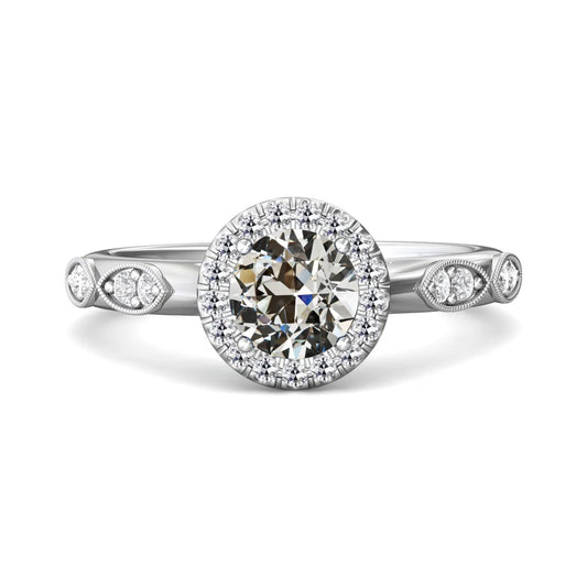 3 Carats Halo Anniversary Ring Round Old Mine Cut Real Diamond Jewelry