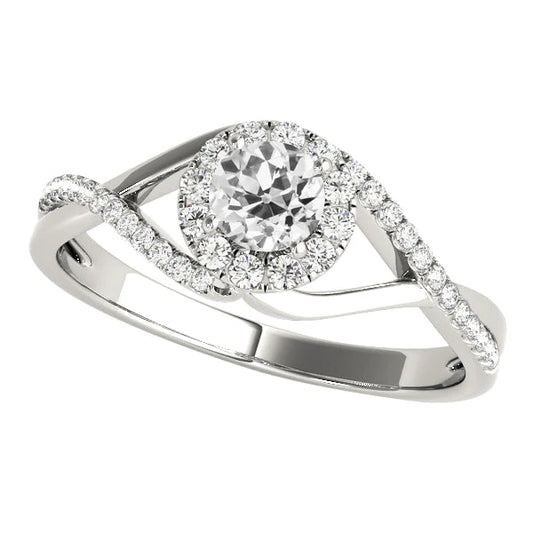 3 Carats Halo Wedding Ring Round Old Miner Real Diamond Infinity Style