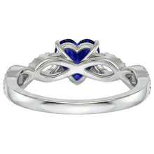 3 Carats Heart Gemstone Blue Sapphire Natural Earth Mined Diamond Ring Infinity Style