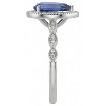 Blue Sapphire Pear Cut Colored Stone Ring in 14 Karat White Gold – profile view