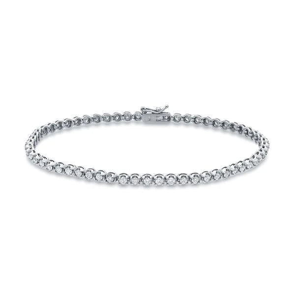 3 Carats Lady Real Round Cut Diamond Tennis Bracelet White Solid Gold 14K