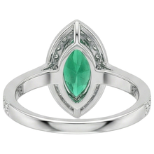 3 Carats Marquise Green Emerald And Natural Earth Mined Diamond Engagement Ring White Gold 14K