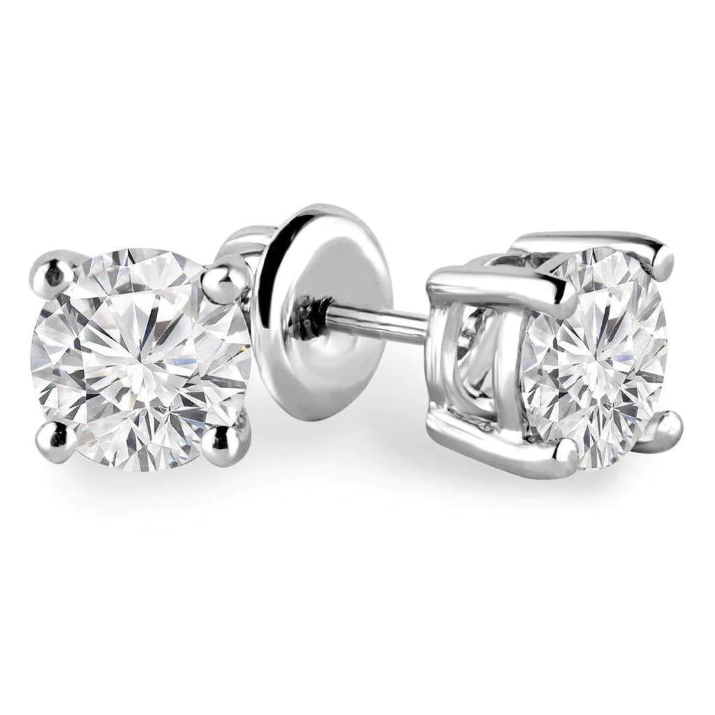 3 Carats Natural Diamond Studs Lady Earring White Gold Jewelry