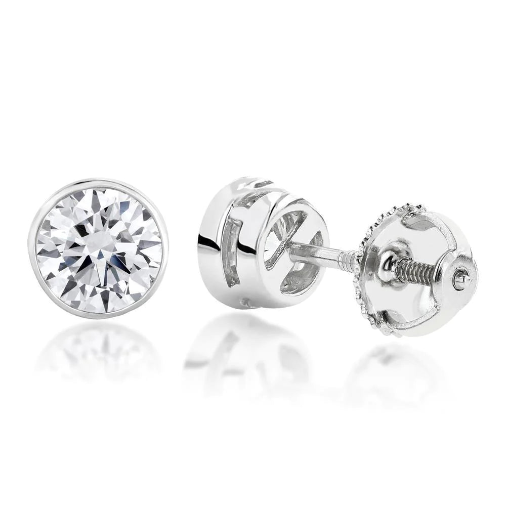 3 Carats Natural Diamonds Studs Earrings White Gold 14K