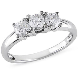 3 Carats Natural Earth Mined Diamonds Wedding Ring Three Stone Round Cut