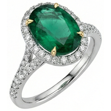 natural round emerald 3ct ring profile view