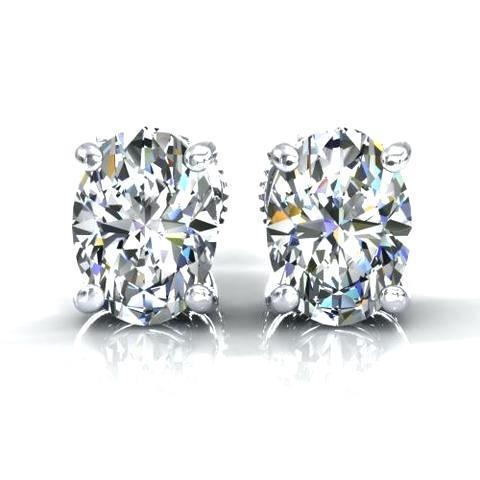3 Carats Oval Cut Natural Diamond Stud Lady Earring White Gold Fine Jewelry