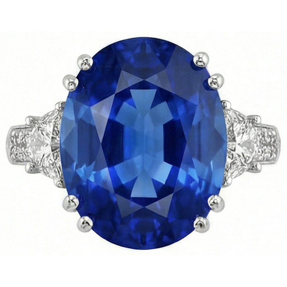 3 Carats Oval Sri Lanka Blue Sapphire Natural Earth Mined Diamonds Anniversary Ring