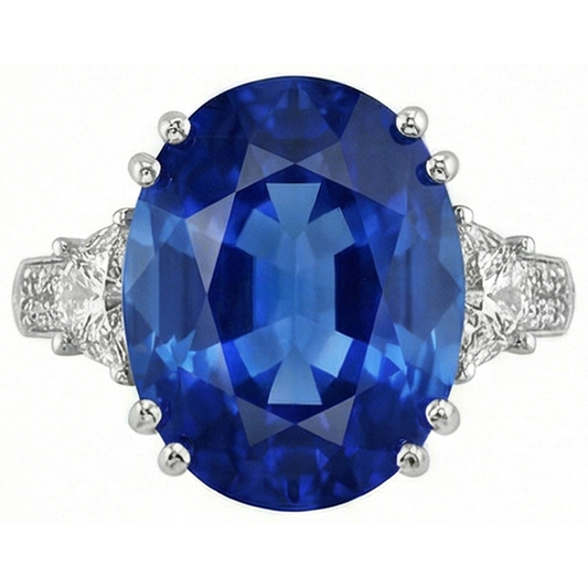 3 Carats Oval Sri Lanka Blue Sapphire Natural Earth Mined Diamonds Anniversary Ring