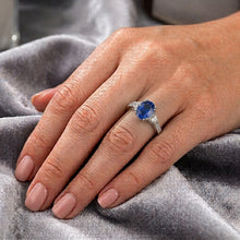 3 Carats Oval Sri Lanka Blue Sapphire Natural Earth Mined Diamonds Anniversary Ring