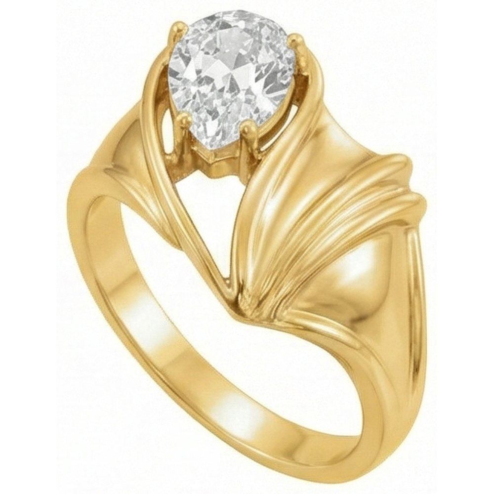 Solitaire Engagement Ring 14K Yellow Gold with Brilliant Diamond – front view