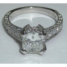 3 Carats Princess Cut Pave Fancy Real Diamond Solitaire Ring With Accents