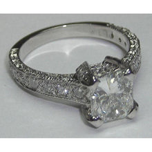 3 Carats Princess Cut Pave Fancy Real Diamond Solitaire Ring With Accents