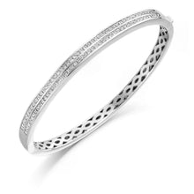 3 Carats Princess Small Real Diamond Bangle White Gold