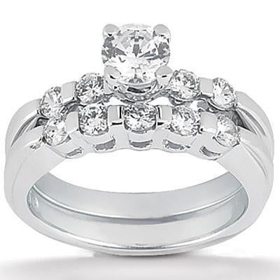 3 Carats Real Diamond Engagement Ring Set White Gold 14K