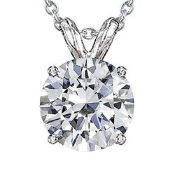 3 Carats Real Diamond Solitaire Style Pendant With Chain