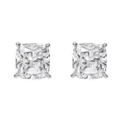 3 Carats Real Diamond Stud Earring Cushion Cut White Gold 14K