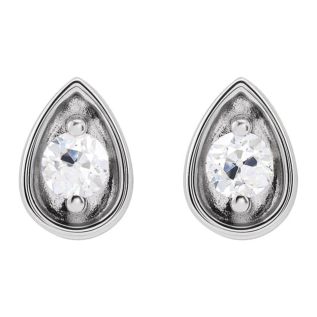 3 Carats Real Diamond Studs Old Miner Teardrop Shape Women's Jewelry