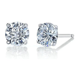 3 Carats Real Diamonds Studs Earrings 14K White Gold New