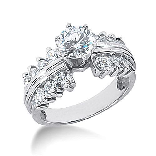 3 Carats Round Antique Style Natural Diamond Anniversary Ring White Gold 14k