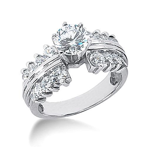 3 Carats Round Antique Style Natural Earth Mined Diamond Anniversary Ring White Gold 14k