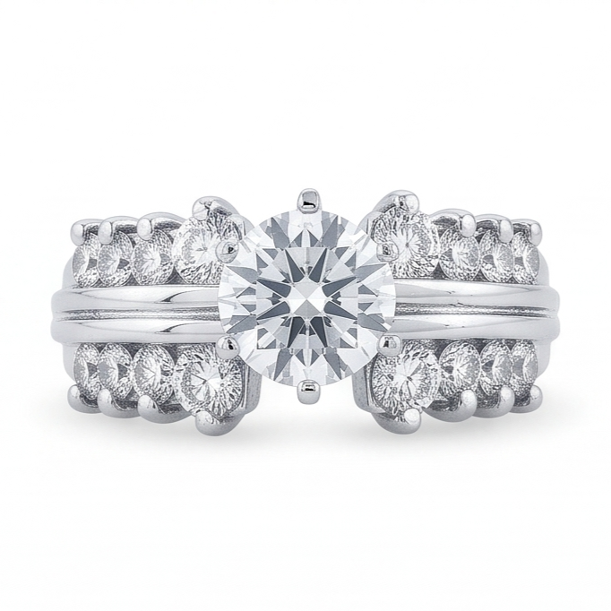 3 Carats Round Antique Style Natural Earth Mined Diamond Anniversary Ring White Gold 14k