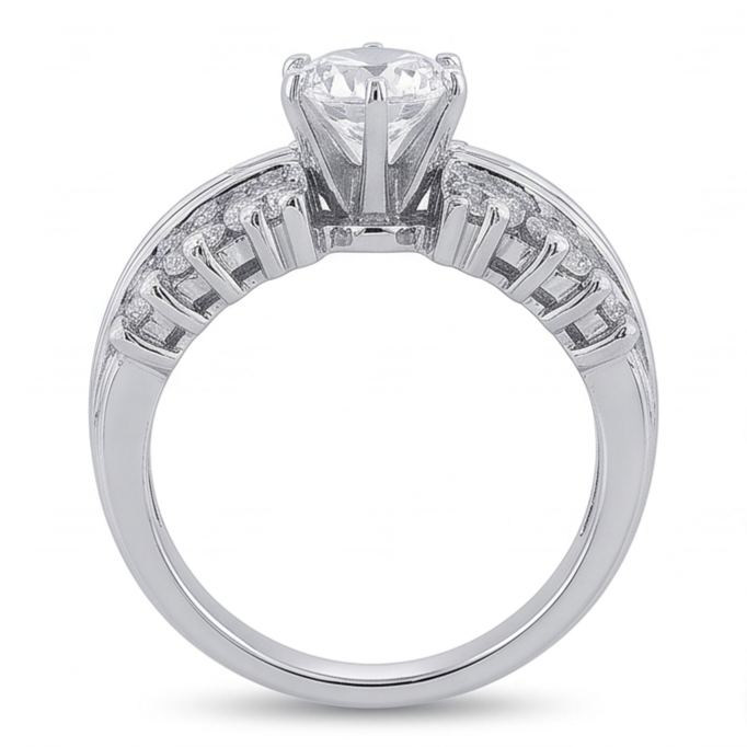 3 Carats Round Antique Style Natural Earth Mined Diamond Anniversary Ring White Gold 14k
