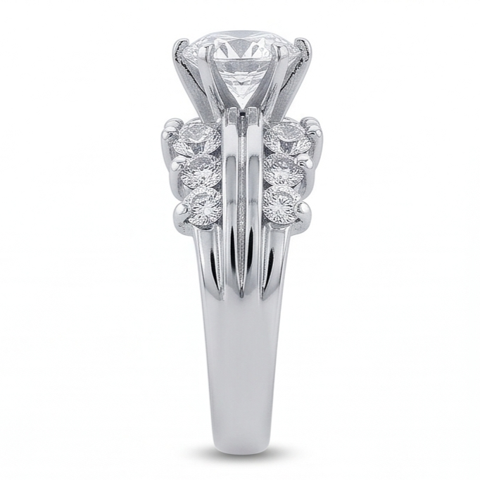 3 Carats Round Antique Style Natural Earth Mined Diamond Anniversary Ring White Gold 14k