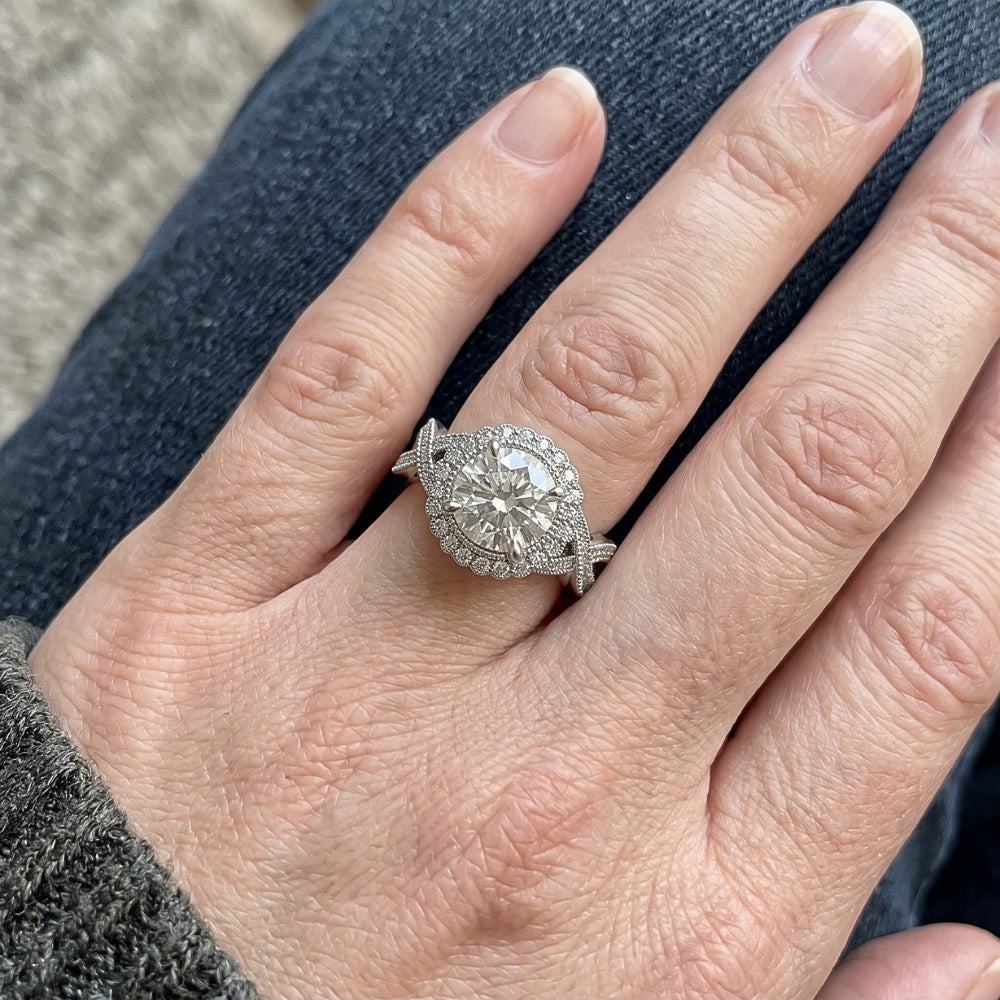 3 Carats Round Antique Style Natural Earth Mined Diamond Wedding Ring Fine Jewellery