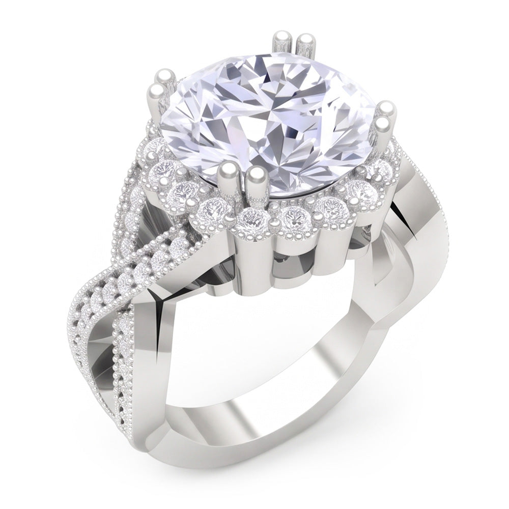 3 Carats Round Antique Style Natural Earth Mined Diamond Wedding Ring Fine Jewellery