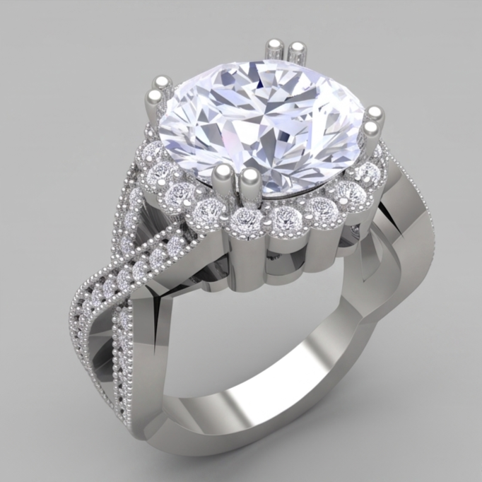 3 Carats Round Antique Style Natural Earth Mined Diamond Wedding Ring Fine Jewellery
