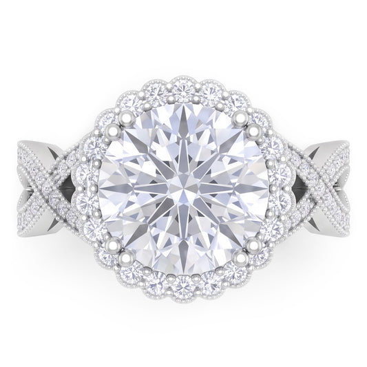 3 Carats Round Antique Style Natural Earth Mined Diamond Wedding Ring Fine Jewellery