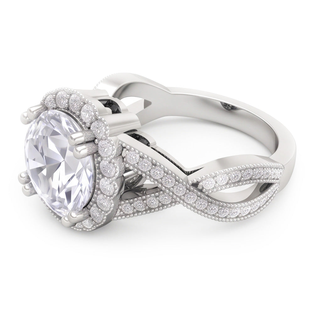 3 Carats Round Antique Style Natural Earth Mined Diamond Wedding Ring Fine Jewellery