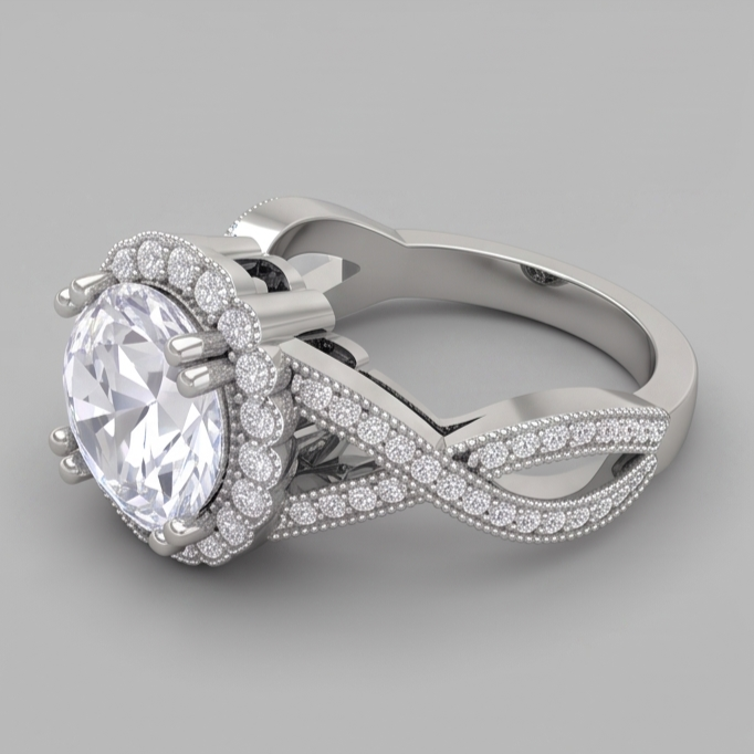 3 Carats Round Antique Style Natural Earth Mined Diamond Wedding Ring Fine Jewellery