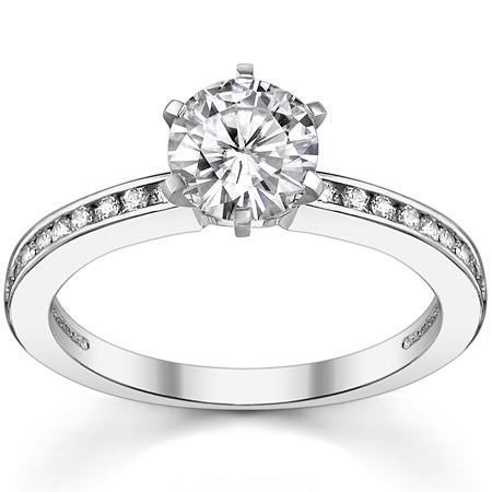 3 Carats Round Cut Natural Diamond Engagement Ring Solitaire With Accents