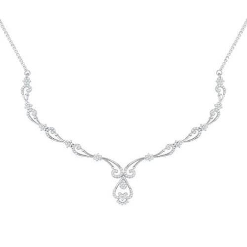 3 Carats Round Cut Real Diamond Women Necklace Fine Gold Jewelry