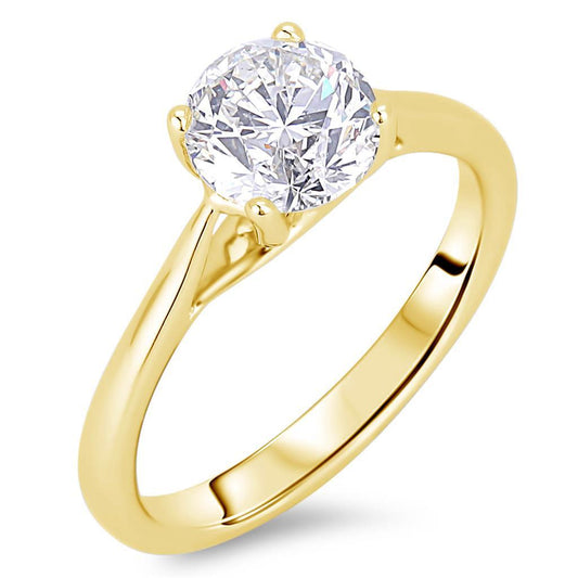 3 Carats Round Cut Solitaire Natural Diamond Wedding Ring Yellow Gold 14K