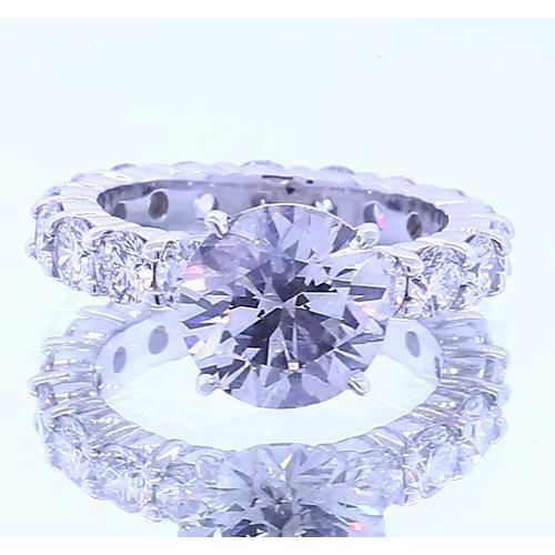 3 Carats Round Genuine Diamond 4 Prong Setting Engagement Ring