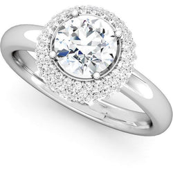 3 Carats Round Genuine Diamond Engagement Ring Gold White