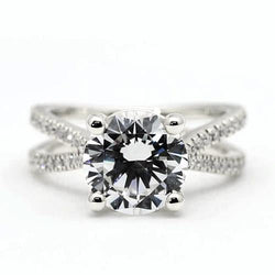 3 Carats Round Natural Diamond Engagement Ring