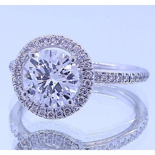 3 Carats Round Natural Diamond Halo Engagement Ring 14K