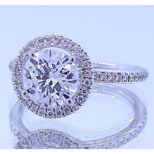3 Carats Round Natural Diamond Halo Engagement Ring 14K