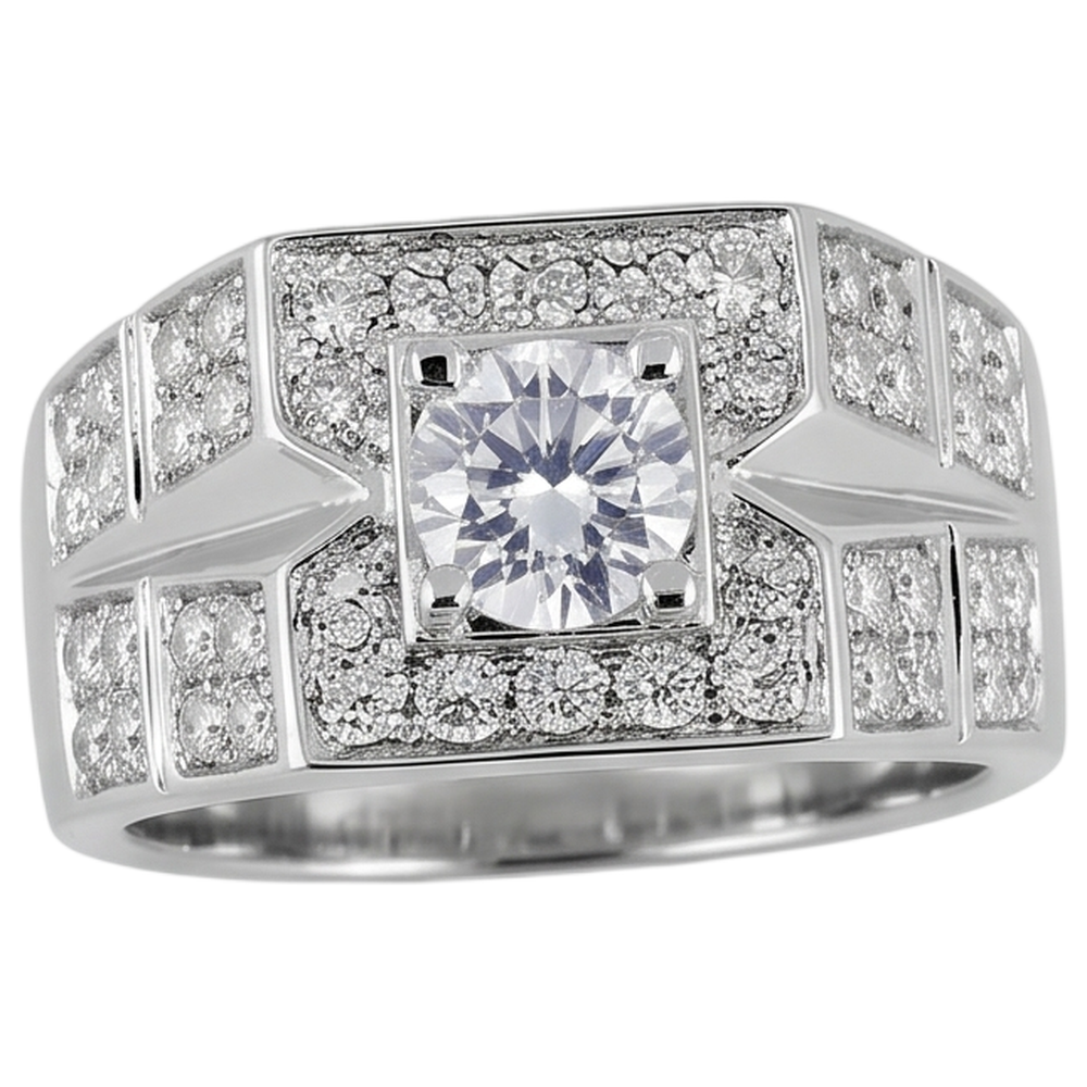 3 Carats Round Natural Earth Mined Diamond Anniversary Mens Ring White Gold 14K