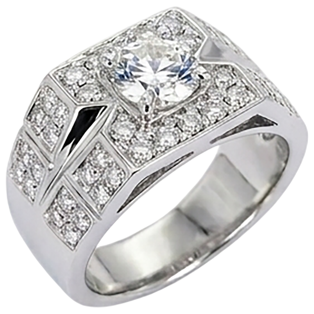 3 Carats Round Natural Earth Mined Diamond Anniversary Mens Ring White Gold 14K