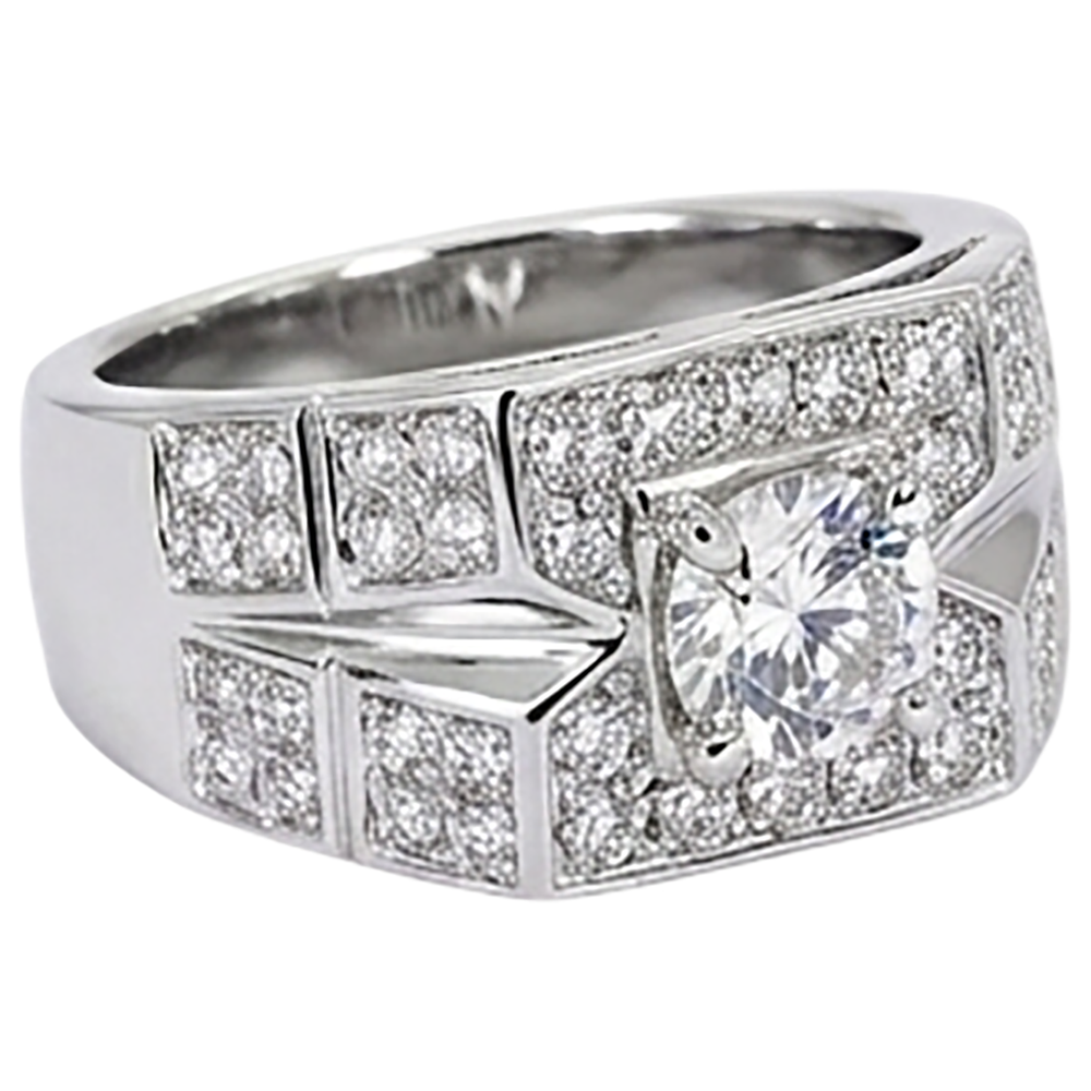 3 Carats Round Natural Earth Mined Diamond Anniversary Mens Ring White Gold 14K