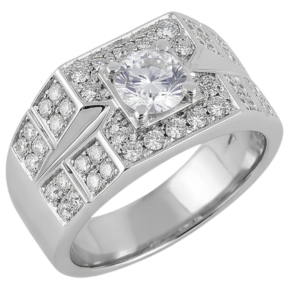 3 Carats Round Natural Earth Mined Diamond Anniversary Mens Ring White Gold 14K