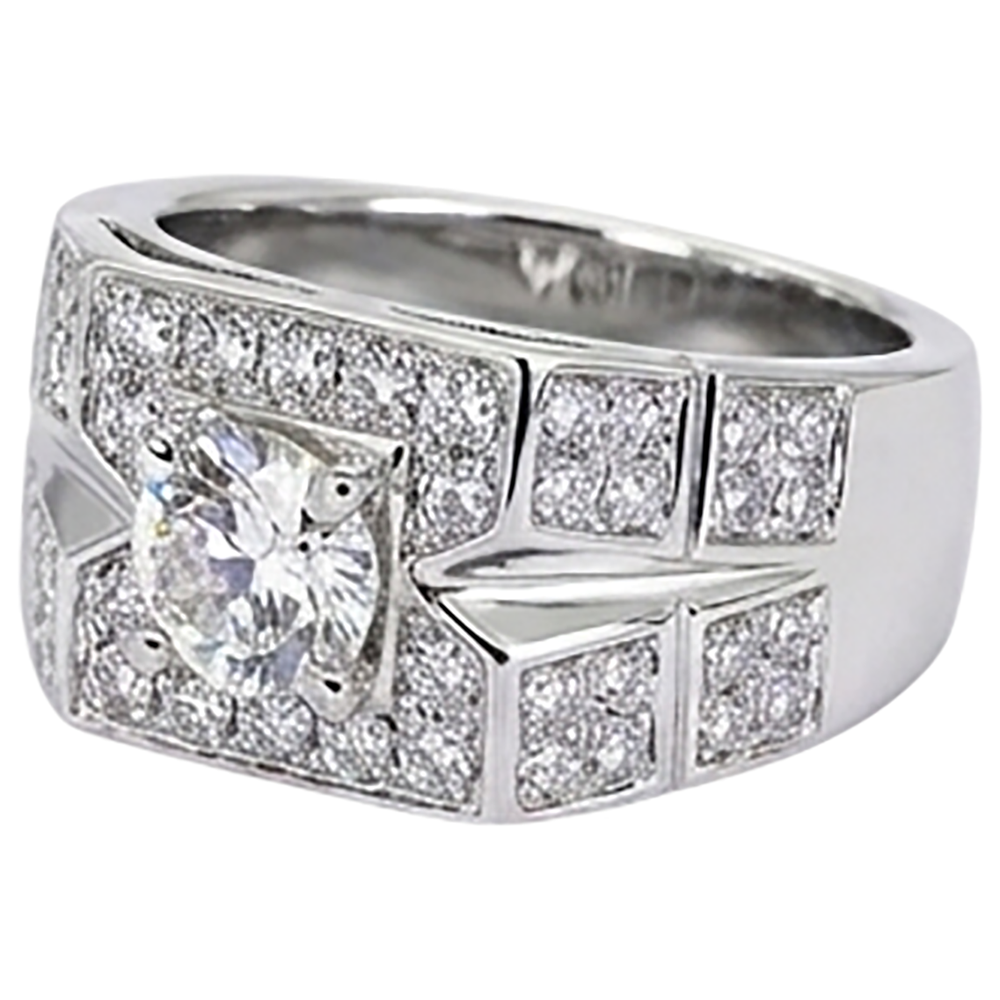3 Carats Round Natural Earth Mined Diamond Anniversary Mens Ring White Gold 14K