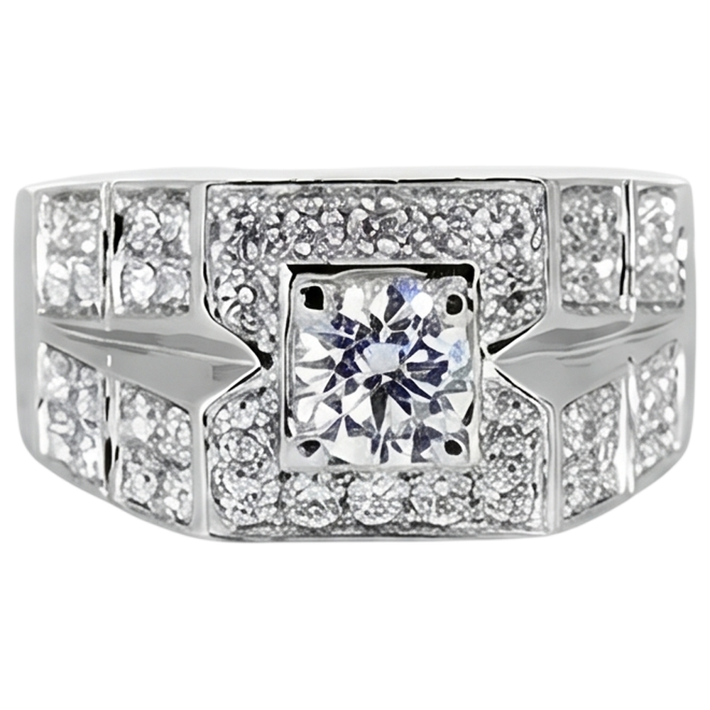3 Carats Round Natural Earth Mined Diamond Anniversary Mens Ring White Gold 14K